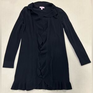 Lilly Pulitzer 100% cashmere open front sweater cardigan waterfall black sz S